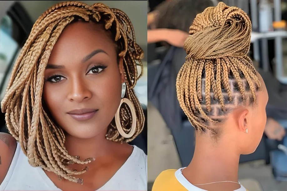 Small blonde box braids hairstyles