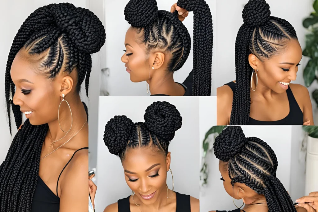 Lemonade Braids With Knotless Bun it up