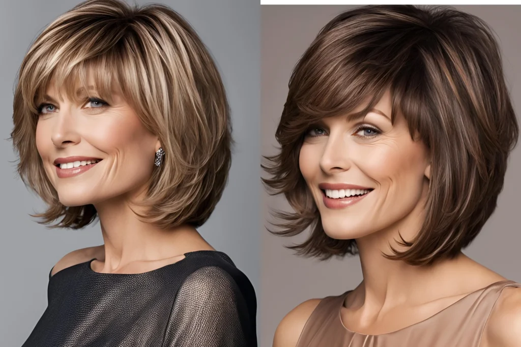 Layered Bob with Bangs over 50