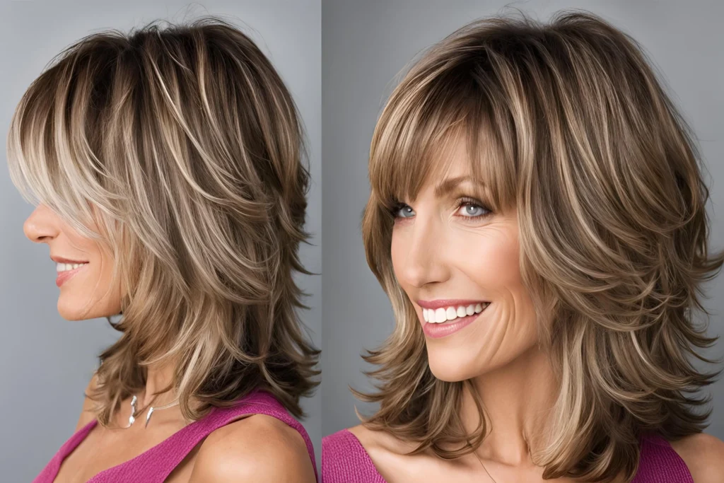 Layered Shag with Bangs over 50