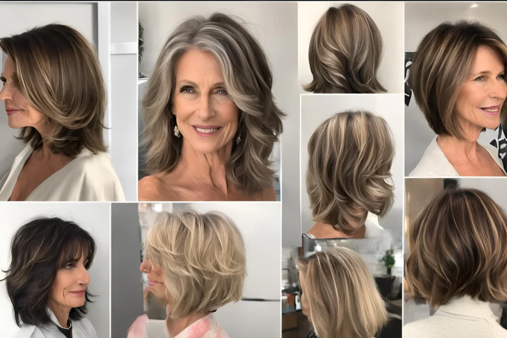 Shoulder-Grazing Layers with a Side Part over 50