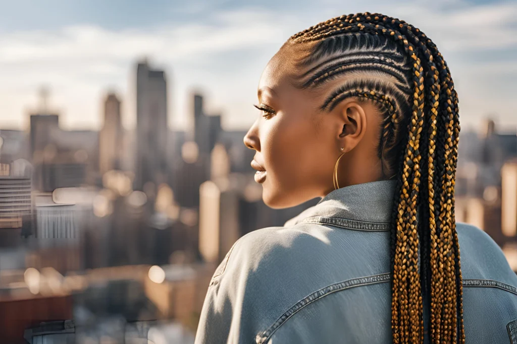 Cornrow Lemonade Braids with Highlights