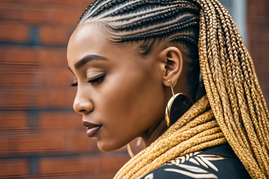 Cornrow Lemonade Braids with Side Part