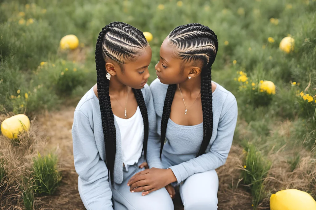 Cornrow Lemonade Braids with Zig-Zag Parting