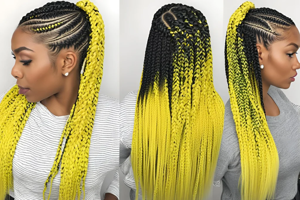 Half-Up Half-Down Lemonade Braids