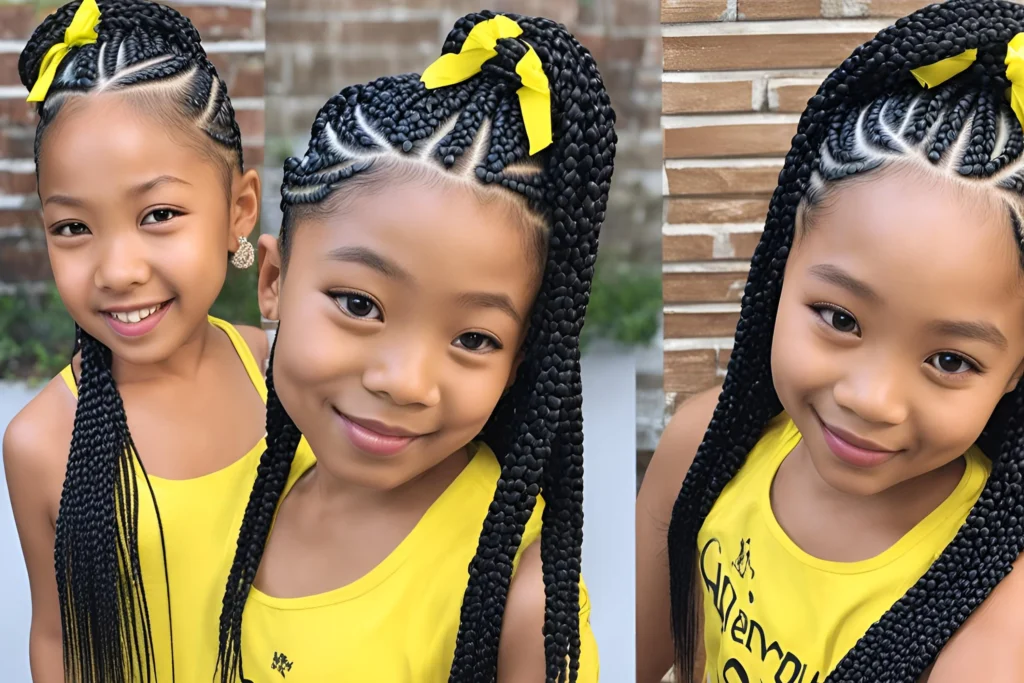 Lemonade Braids with Colored Extensions for kids