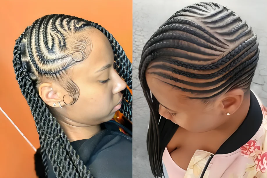 Side-swept lemonade braids