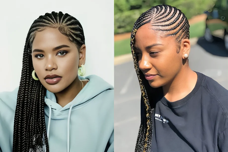 Side-Swept Cornrows with Beads