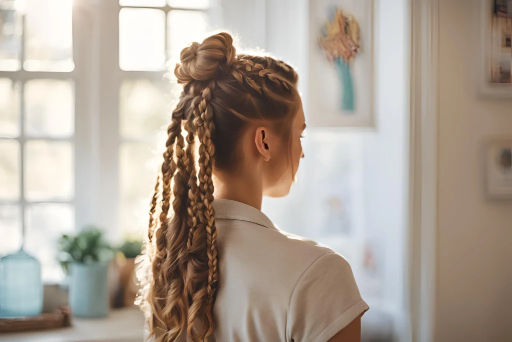 Accessorized Braided Ponytail for girls 