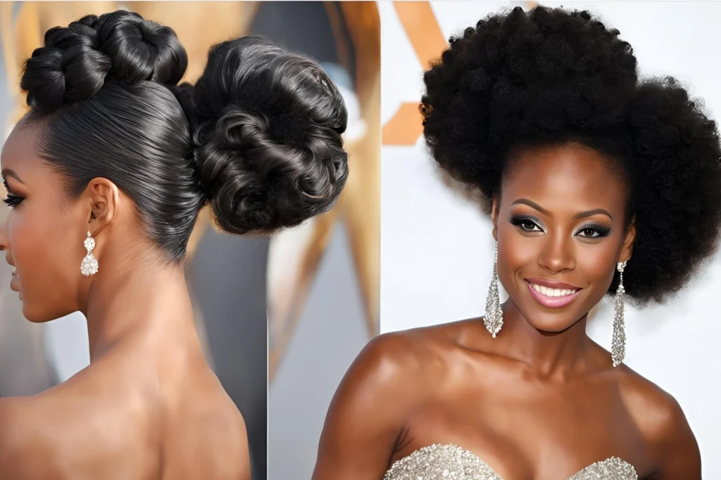 Afro Puffs with a Glam Twist for black girl