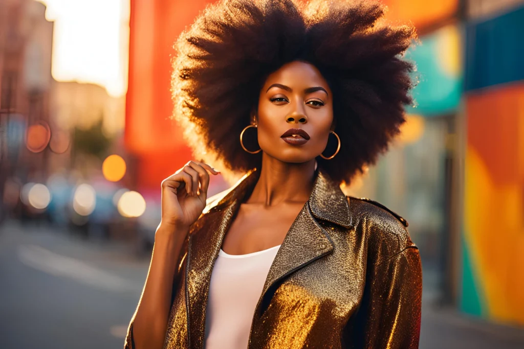 Brushed-Out Afro with Volume for Black Women