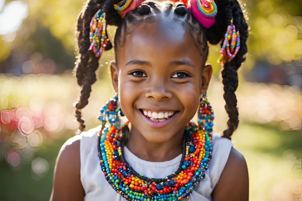 Cornrowed Ponytail with Accessories