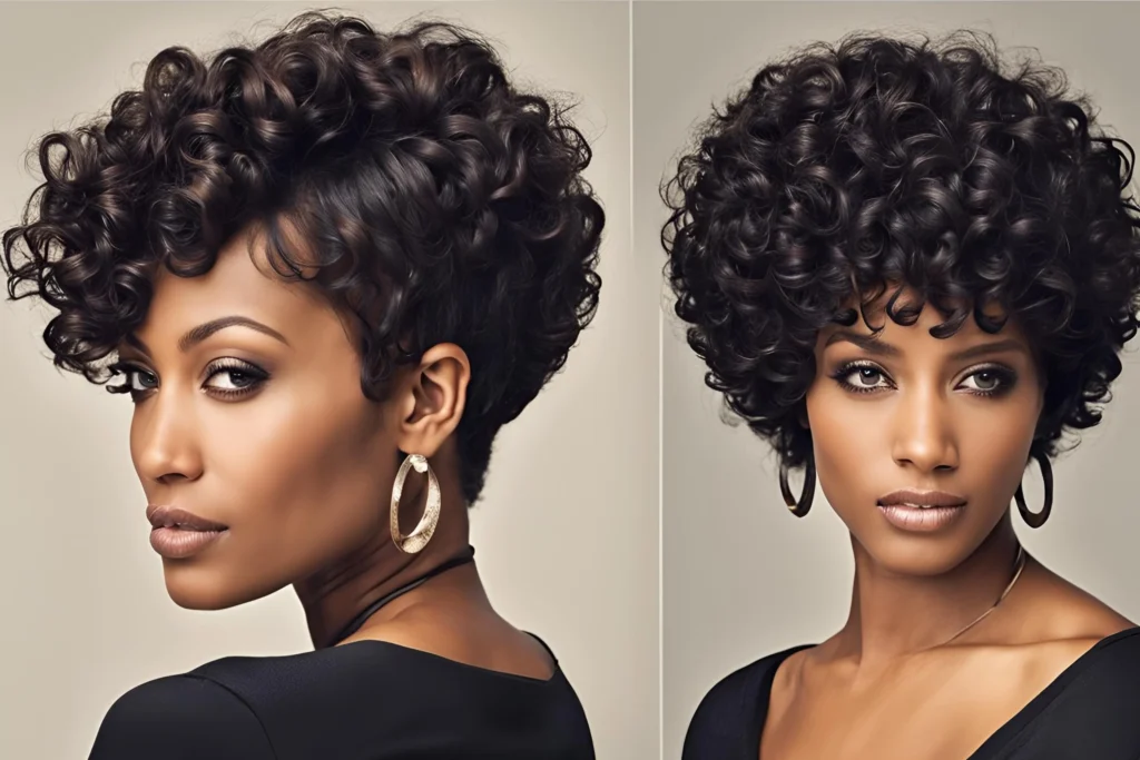 Curly Afro with Bangs for Black Women