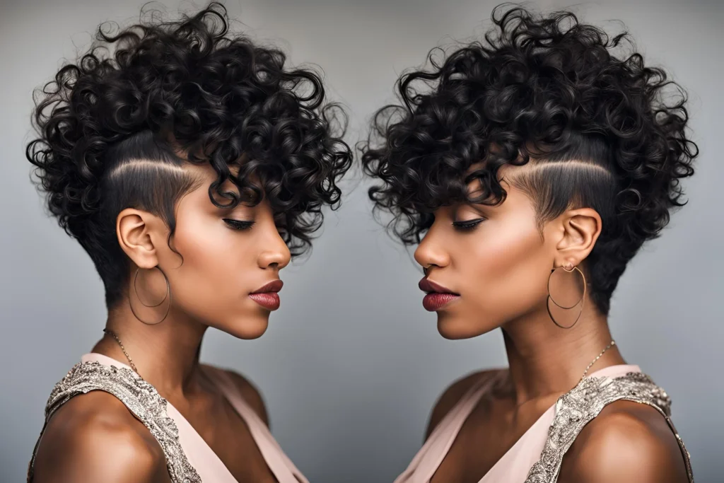 Curly Bangs with Fade for Black Women