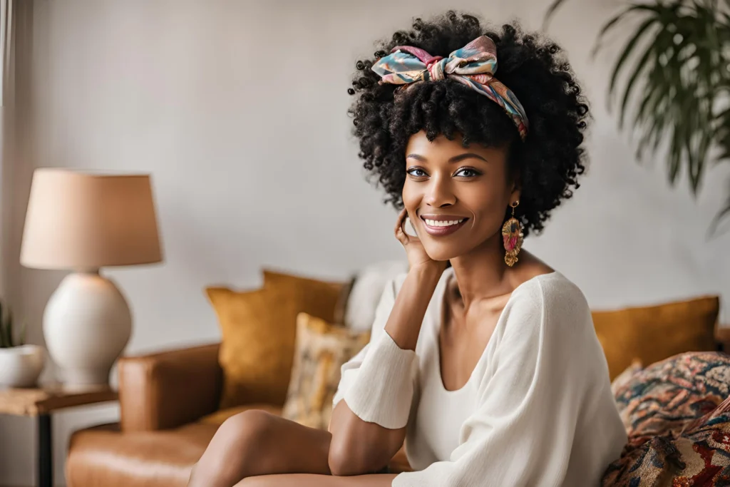 Curly Bangs with a Headband for Black Women