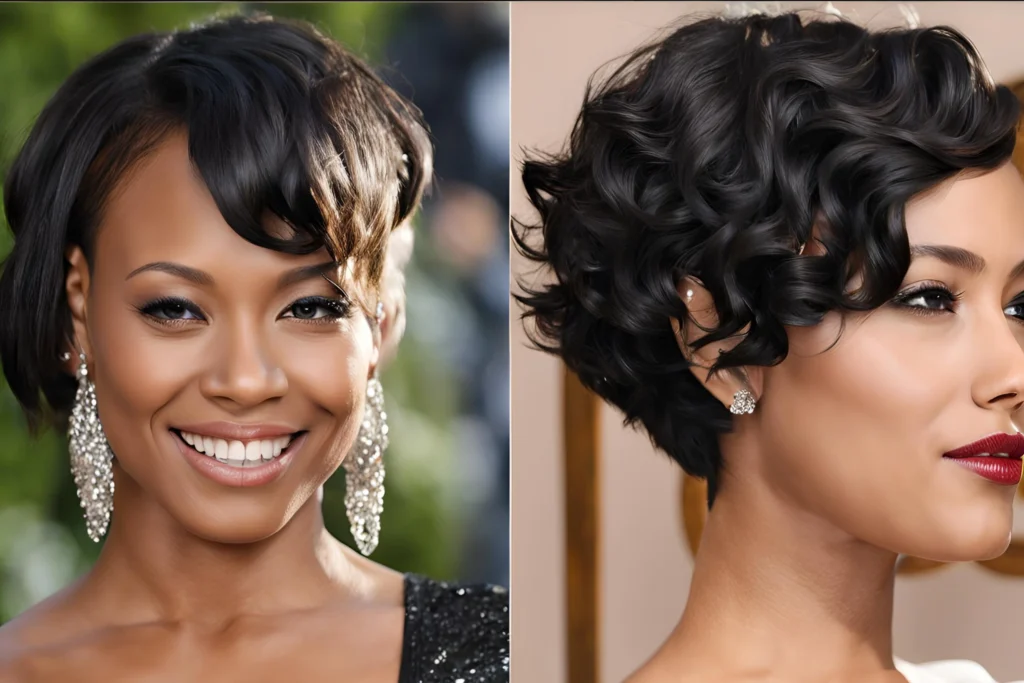 Curly Bob with Angled Cut for Black Women