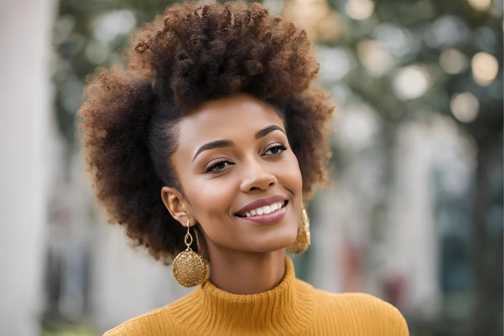 Curly High Puff with Defined Edges