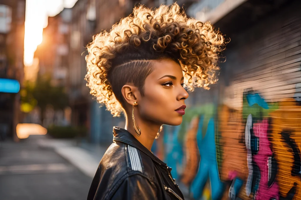 Curly Mohawk with Fade