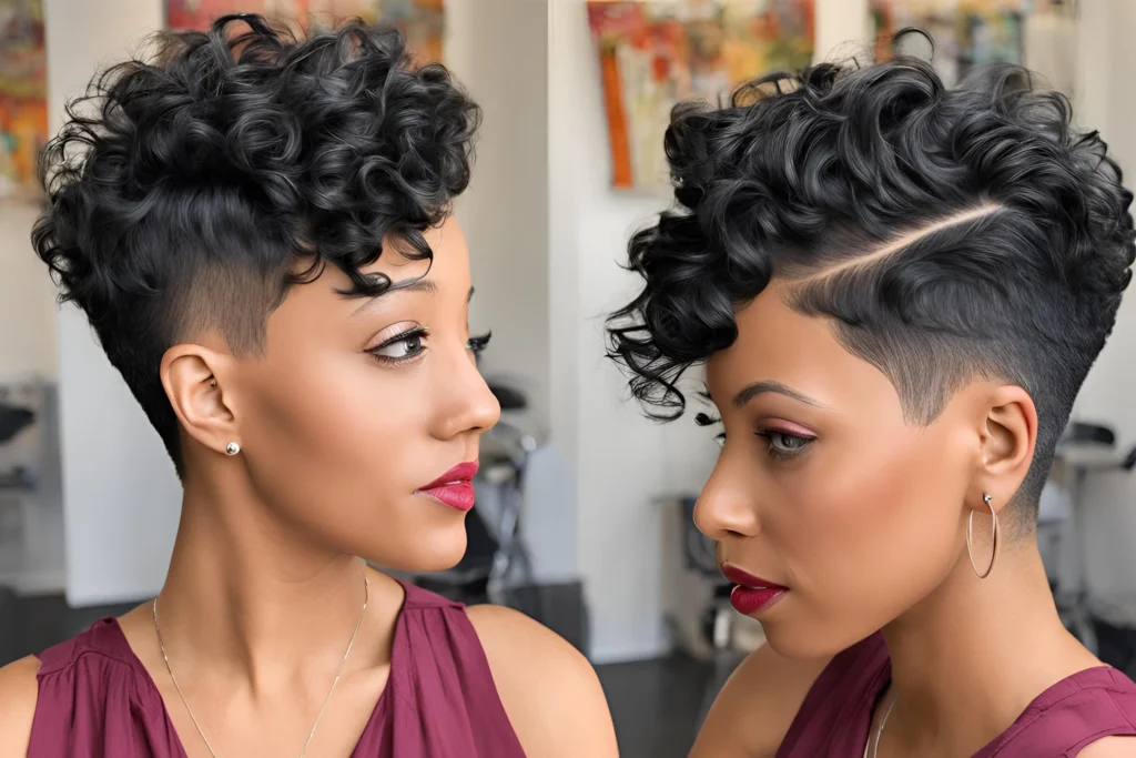 Curly Pixie with Side Fade