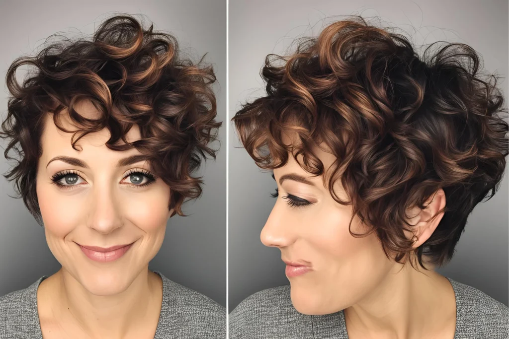 Curly Pixie with Textured Bangs