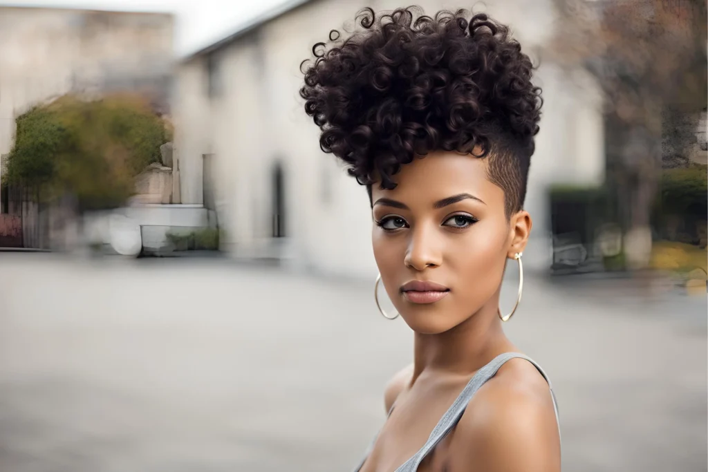 Curly TWA with Shaved Sides