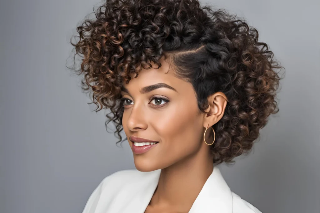 Curly Tapered Cut with Part