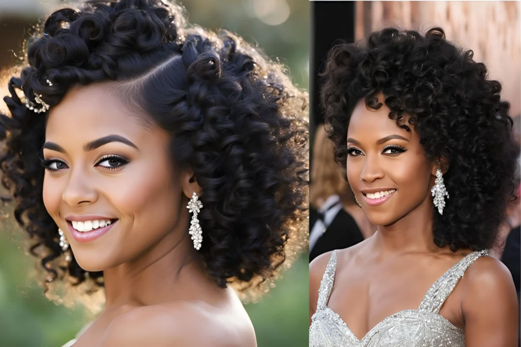 Defined Curls with Rhinestone Accents for black girl