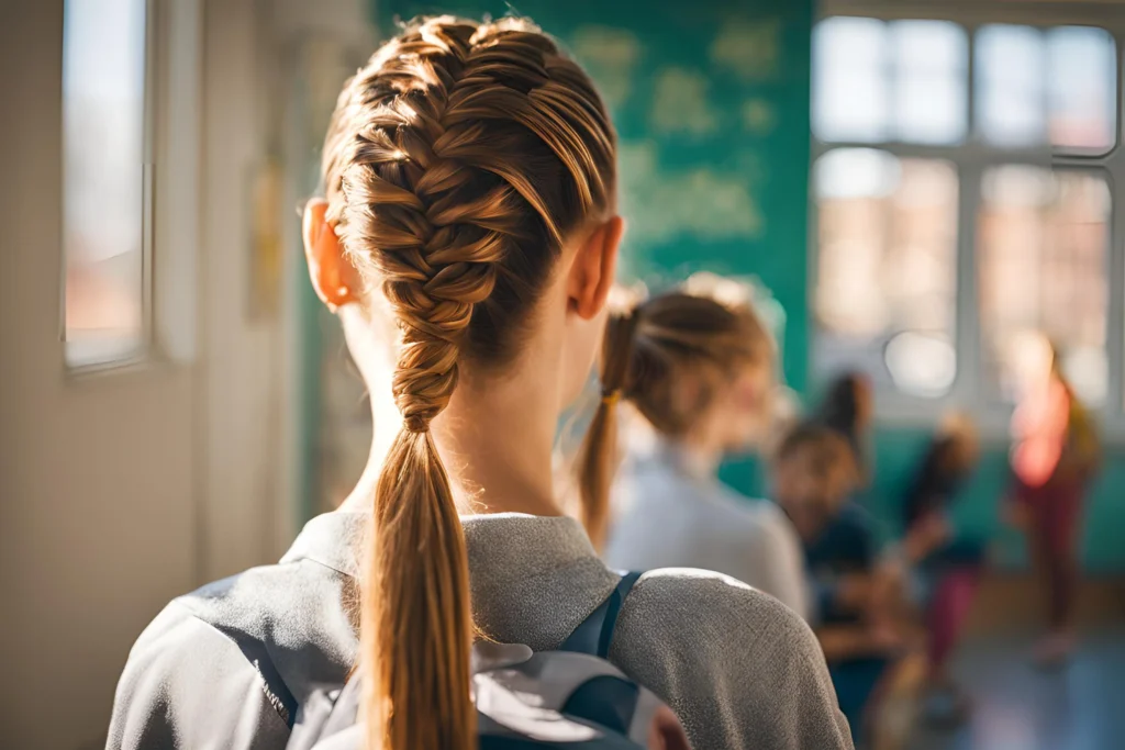 French Braid into Ponytail for girls