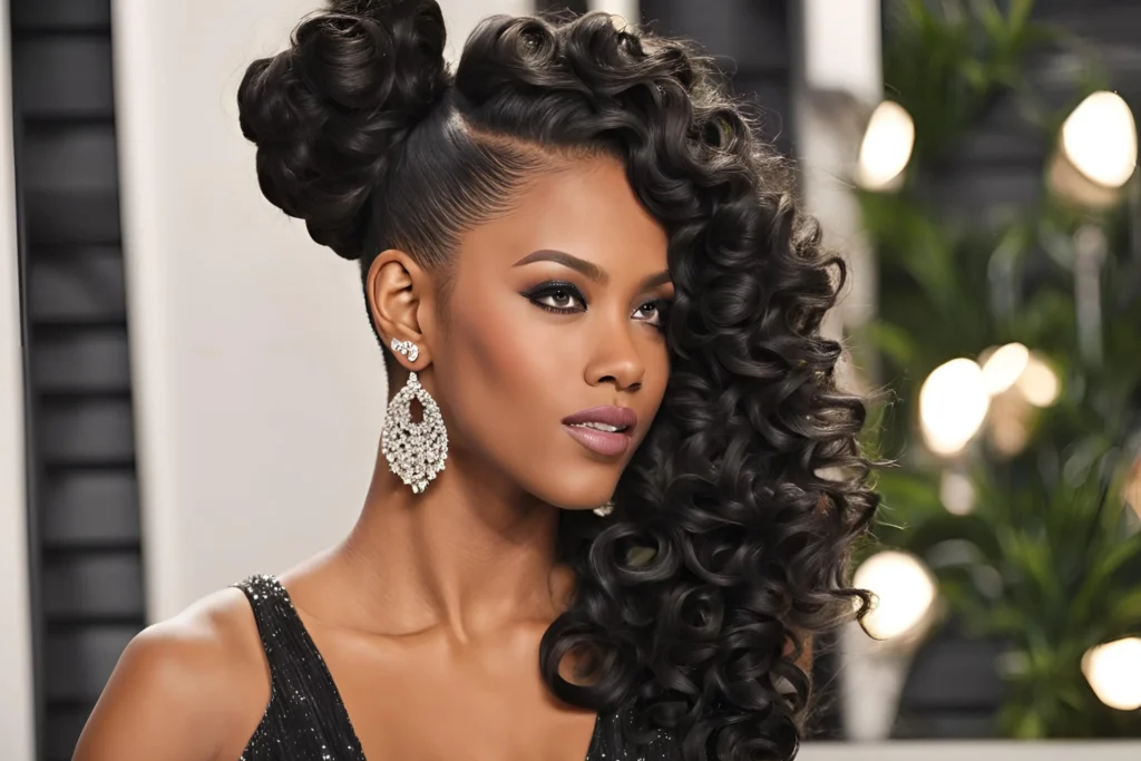 Half-Up Glam Curls for Black Girls