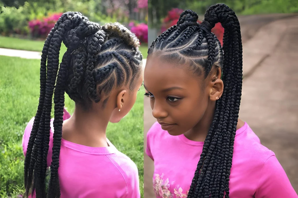 Jumbo Box Braids into Ponytail