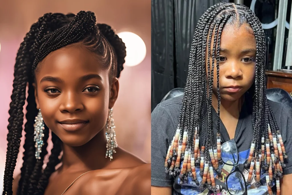 Knotless Braids with Beaded Ends for Black Girls