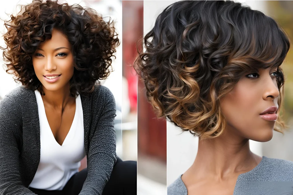 Layered Curly Bob for Black Women