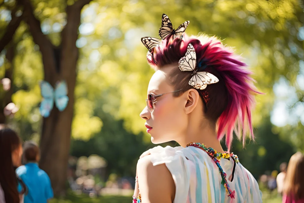 Mohawk with Butterfly Clips for girls