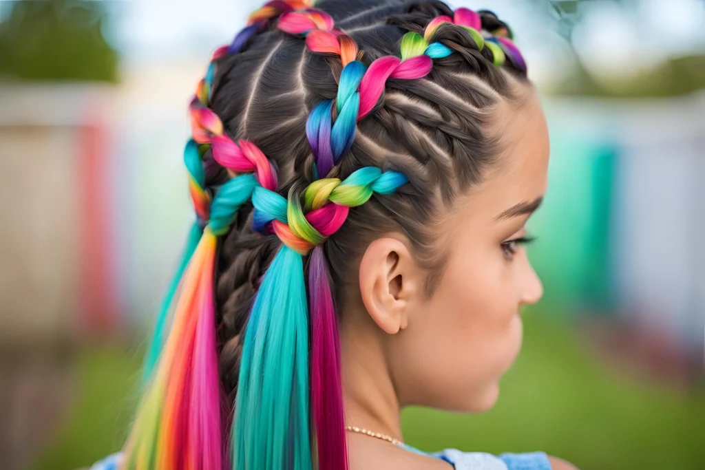 Multi-Colored Crisscross Braids for girls