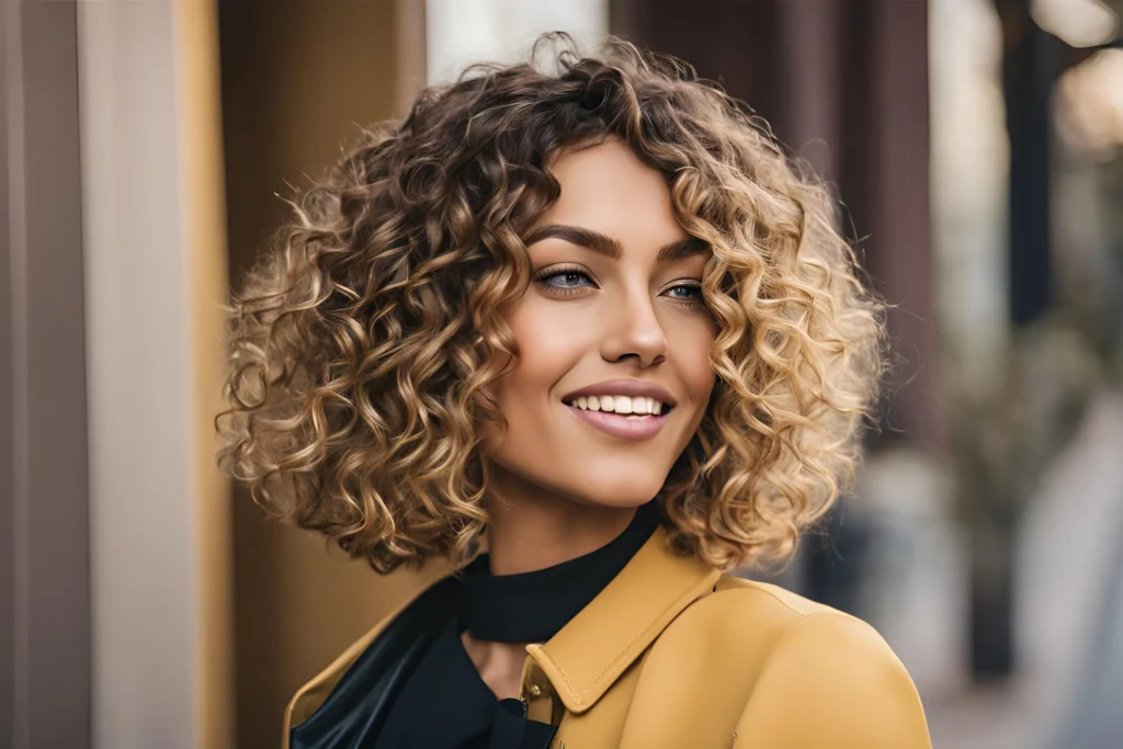 Natural Curly Bob with Center Part