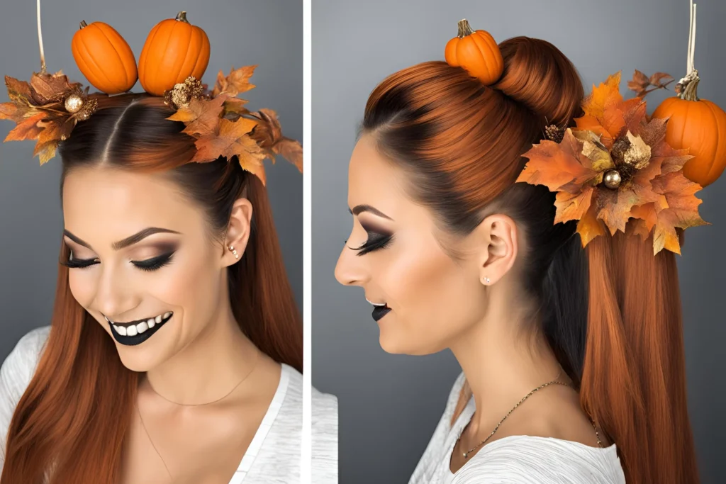 Pumpkin Spice Half-Up Hairstyle