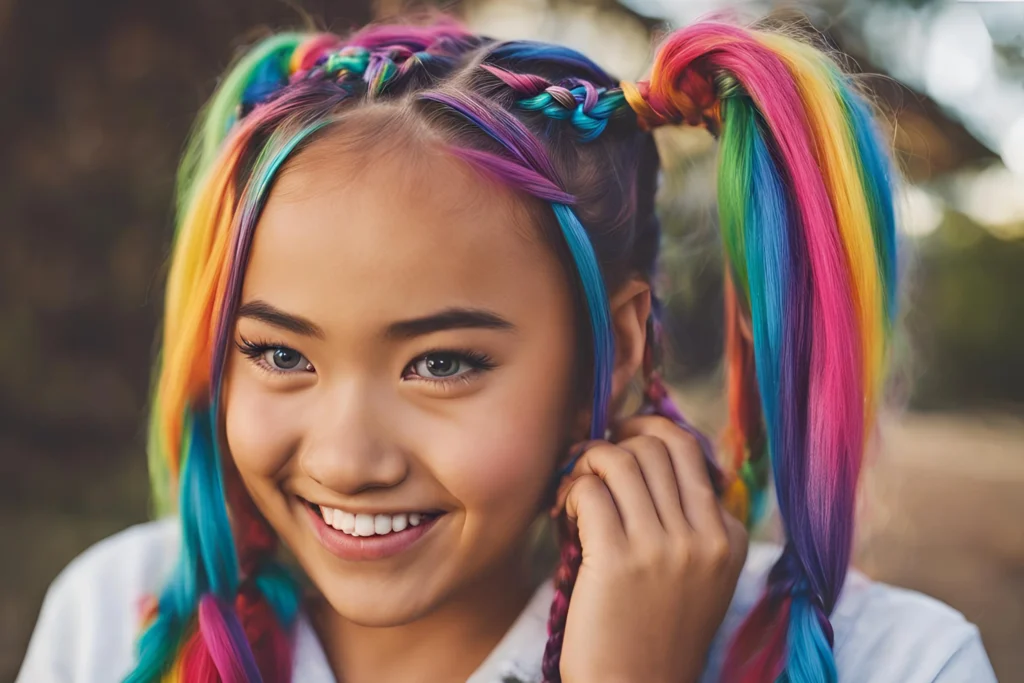 Rainbow Pigtails for girls