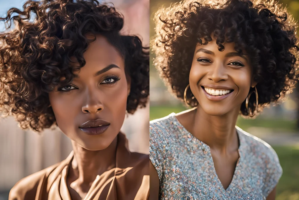 Short Curly Bob with Side Bangs for Black Women