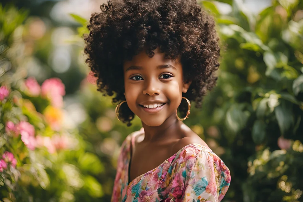 Afro Hair With Curly Bangs Hairstyle for Black Girls