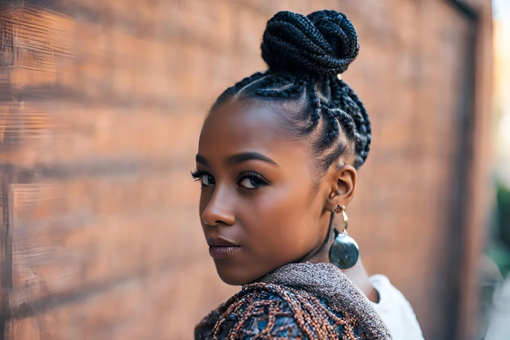 Braided Top Knot for Black Girls