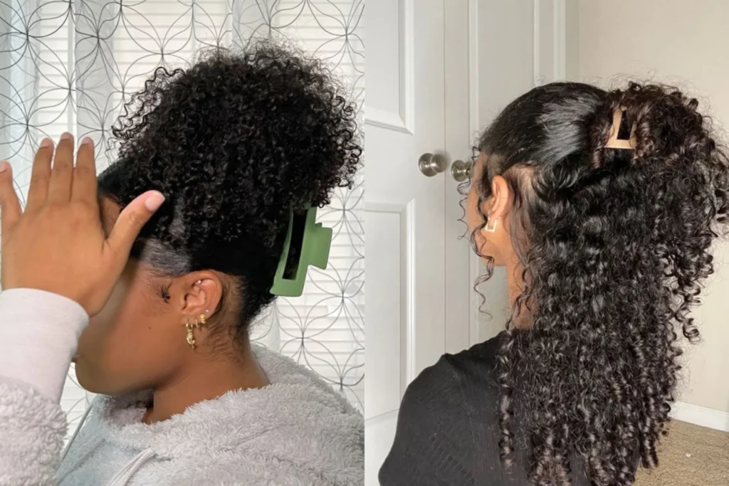 Claw Clip Curly Hairstyle for Black Girls