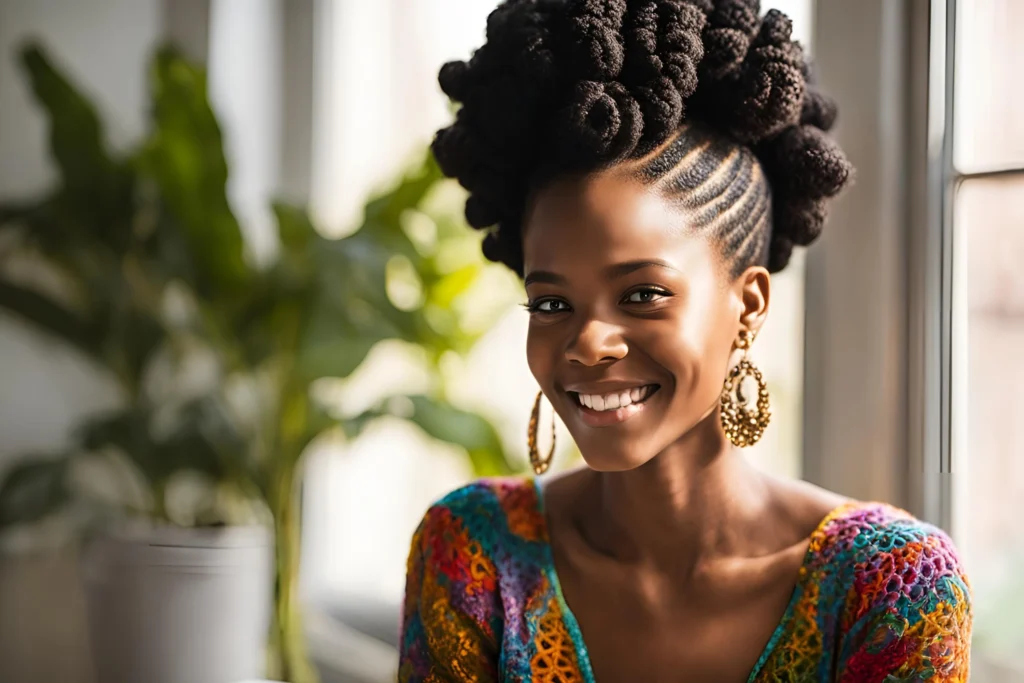 Crochet Afro Updo for Black Girls