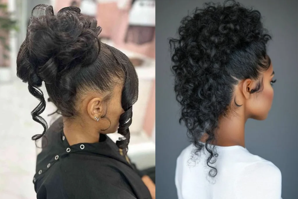 Curly Messy Updo Hairstyle for Black Girls