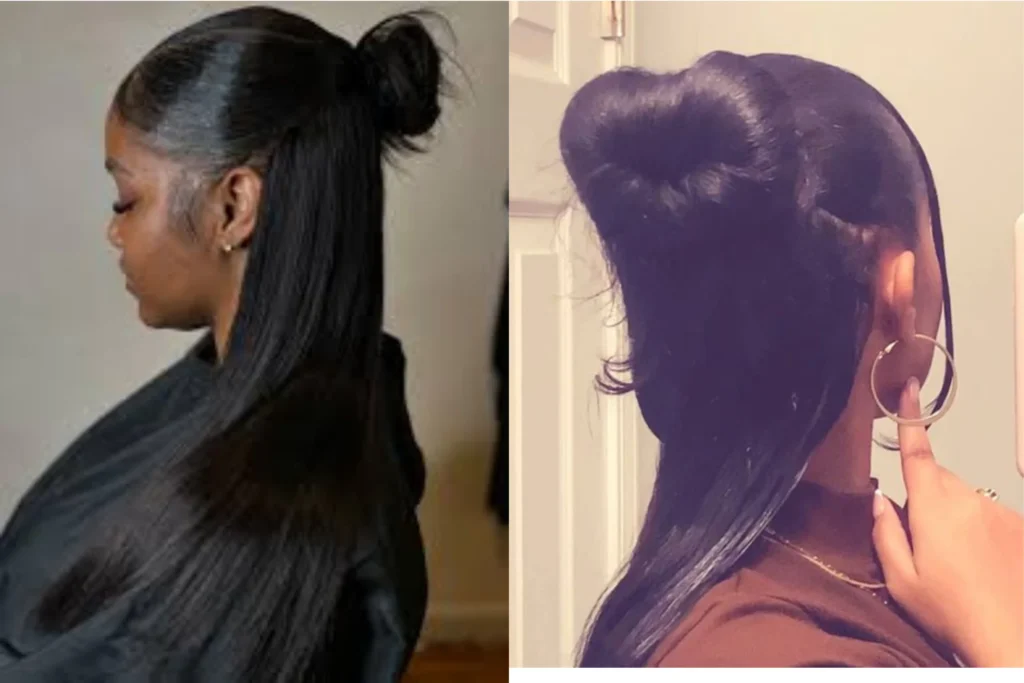 Half Up Half Down Bun for black girl