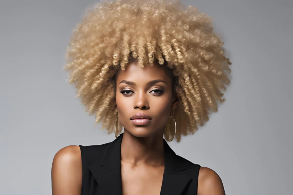 Partitioned High Afro With Blonde Color for Black Girls