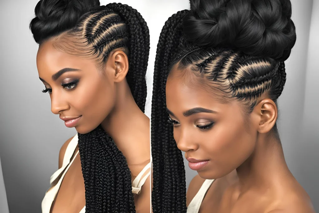 Ponytail With Braided Side for black girl