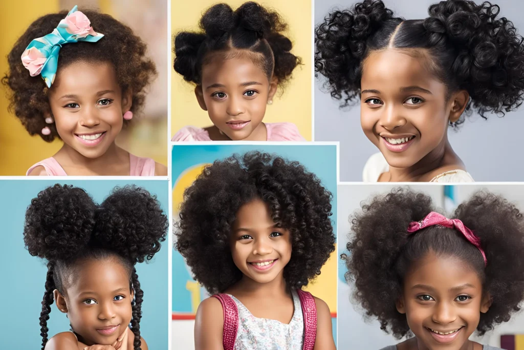 Puffy curly hair with cute clips for Black Girls