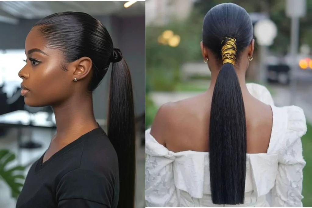 Sleek Low Ponytail for black girl