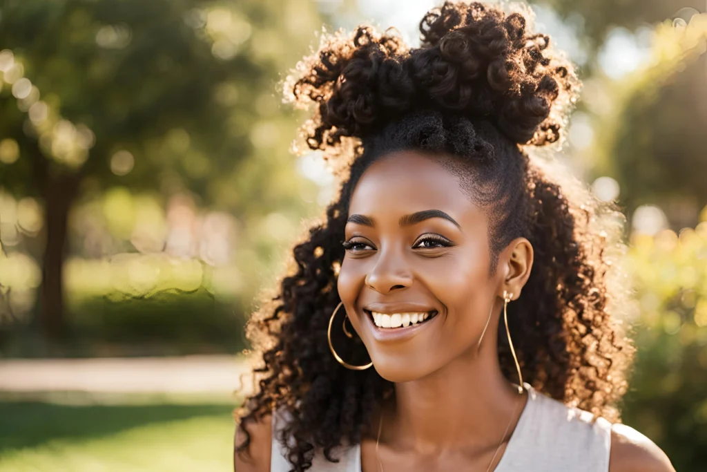 Top Knot With Curls for Black Girls