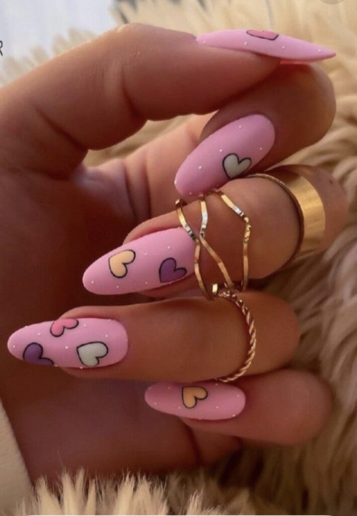 Sweet Hearts in Soft Pink Nails